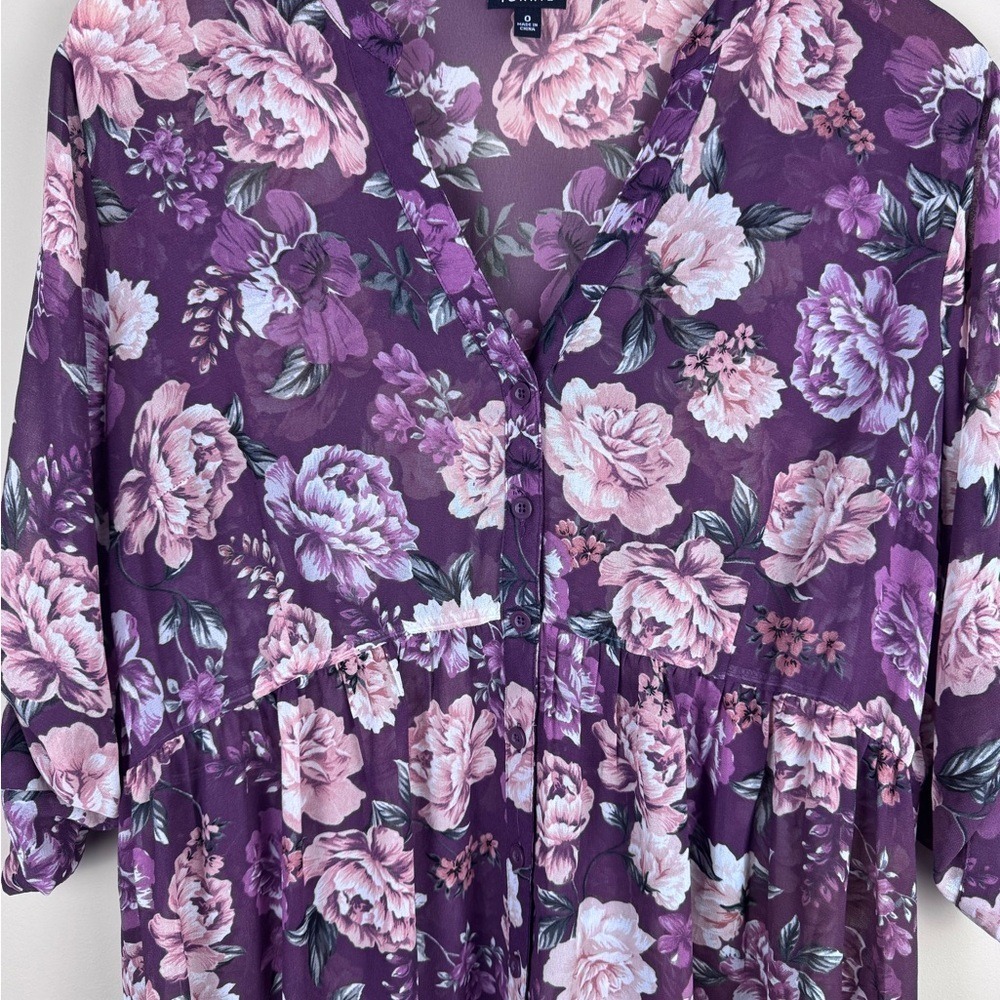 Torrid Floral Buttoned Tunic Size 0 - Picture 2 of 6